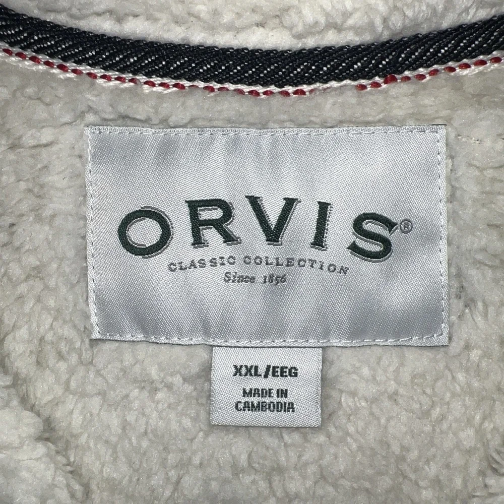 Orvis Sweater Mens XXL Gray‎ Sherpa Fleece Lined 1/4 Zip Long Sleeve Pullover